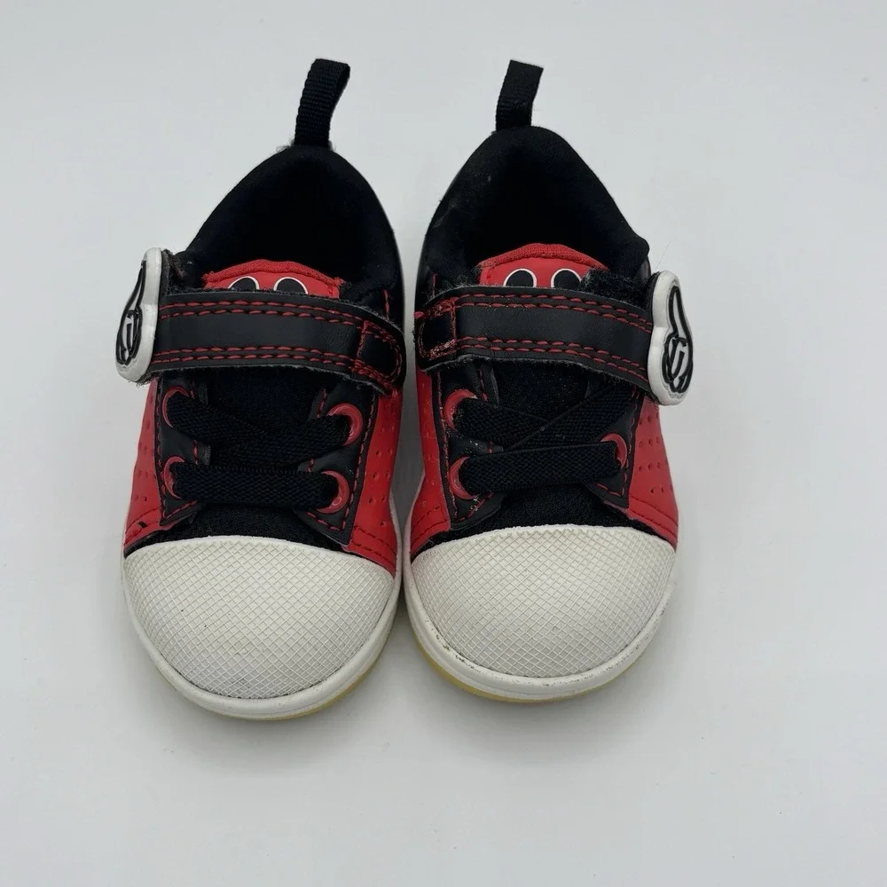 Mickey Mouse Red and‎ Black, Low Top Toddler Shoes Size3 With Adjustable Strap